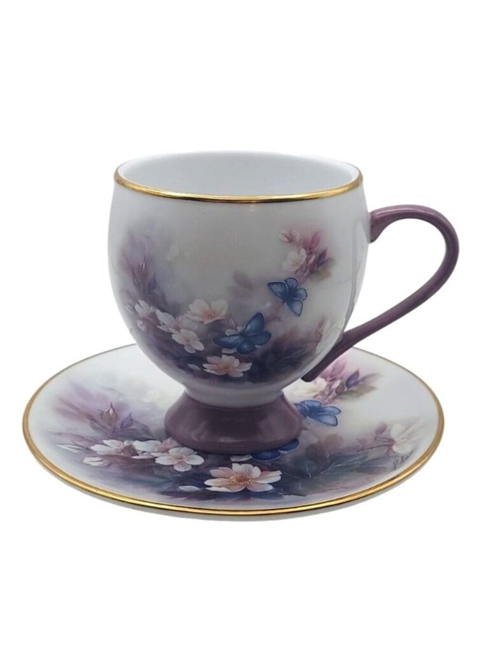 Lena Liu Blossoms and Butterflies Porcelain Tea Cup Saucer Set Teleflora Gift